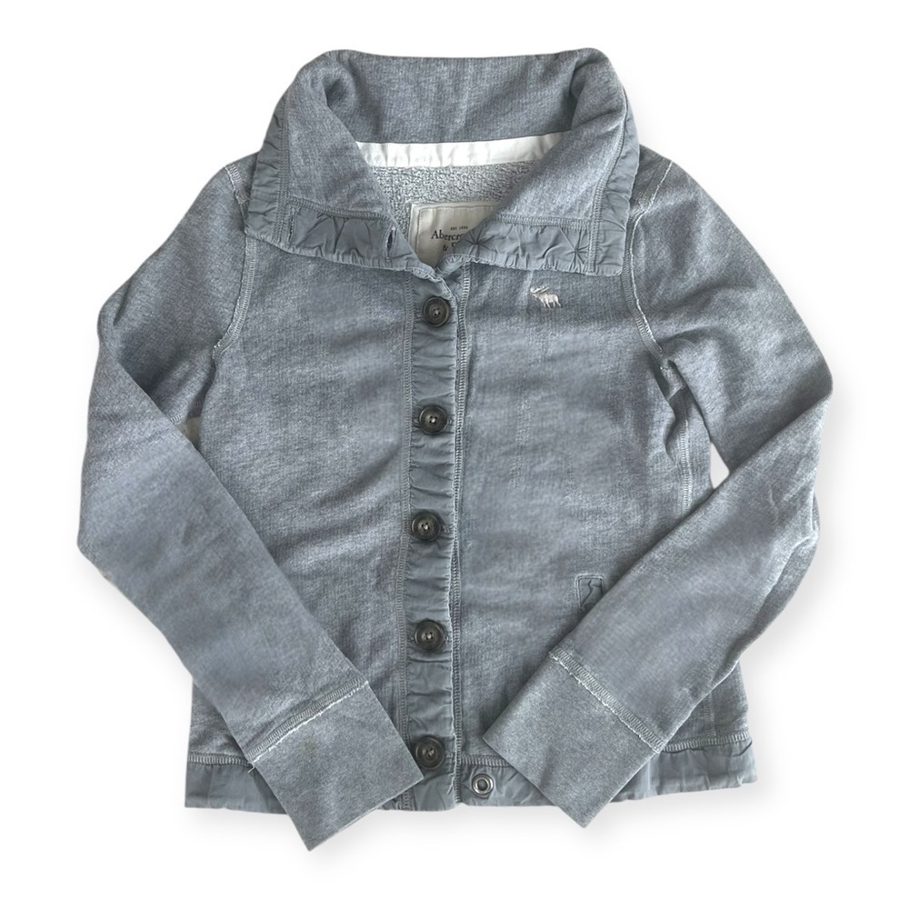 Abercrombie & Fitch Vintage Gray Button Down Cowl Neck Sweater